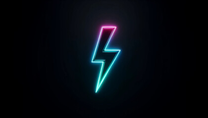 Phone charging lightening bolt icon neon rainbow colors - obrazy, fototapety, plakaty