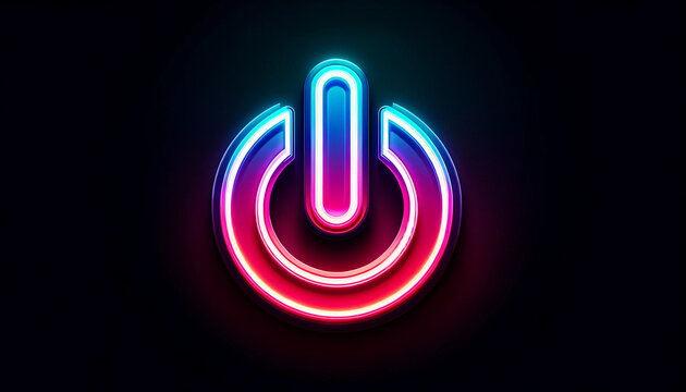 Neon rainbow power icon logo wallpaper background