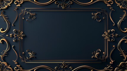 Elegant Gold Frame on Black Background