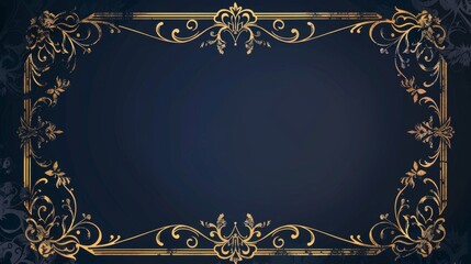 Blue and Gold Background With Gold Frame