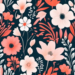 Photo of a beautiful floral background for decoration, clothes, textile, crockery, wall, art, frame, etc. generative ai