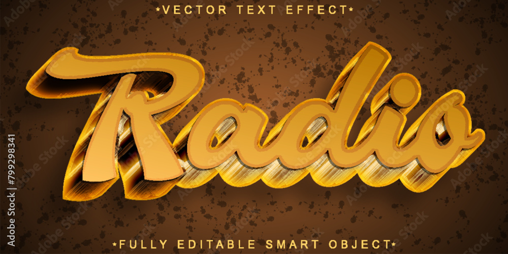 Poster shiny retro orange radio vector fully editable smart object text effect