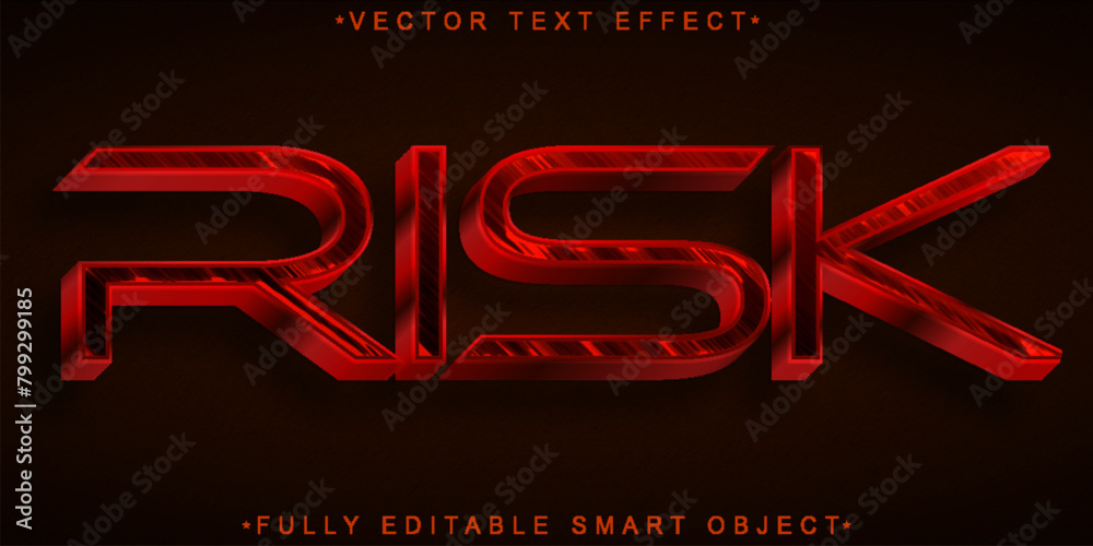 Poster red risk vector fully editable smart object text effect