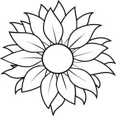 Sunflower coloring pages. Sunflower outline. Flower line art for coloring book