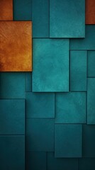 Teal abstract background with autumn colors textured design for Thanksgiving, Halloween, and fall. Geometric block pattern with copy space