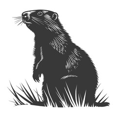 Fototapeta premium Silhouette Groundhog animal black color only full body
