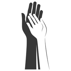 Silhouette Joining Hands holding in Harmony and Peace Between Races