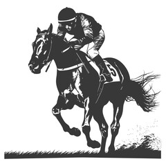 Fototapeta premium Silhouette horse racing sport single man black color only
