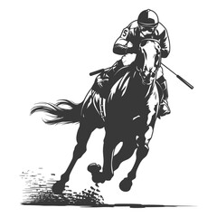 Naklejka premium Silhouette horse racing sport single man black color only