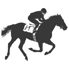 Silhouette horse racing sport single man black color only