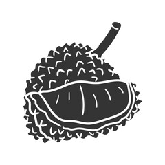 Durian Fruit Icon Silhouette Illustration. Exotic Food Vector Graphic Pictogram Symbol Clip Art. Doodle Sketch Black Sign.