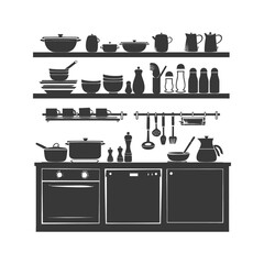 Silhouette kitchen at home equipment black color only