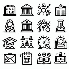 outline higher education icon set silhouette vector illustration white background. higher education, university. Linear icon collection.