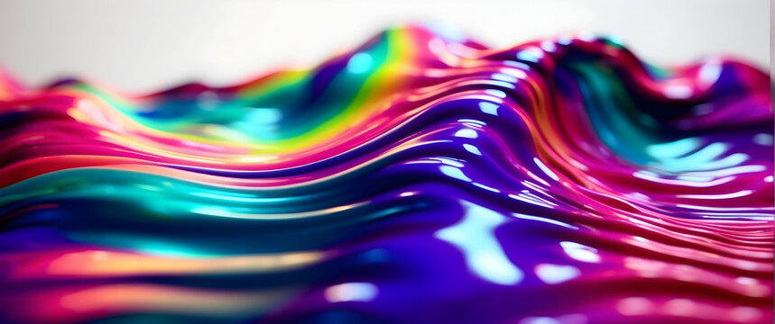 A mesmerizing display of undulating rainbow hues set against a gentle background, evoking joy and diversity