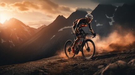 Professional male cyclist road bicycle racer in action