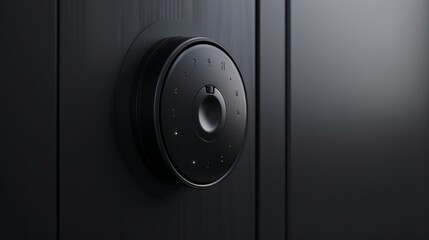 Realistic zoomed-in shot of a digital door lock, highlighting the sleek design and user-friendly interface for enhanced home security