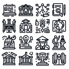 outline higher education icon set silhouette vector illustration white background. higher education, university. Linear icon collection.