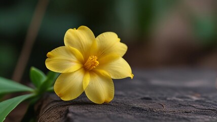 yellow frangipani flower on green background