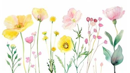 Vibrant Floral Arrangement on White Background Generative AI