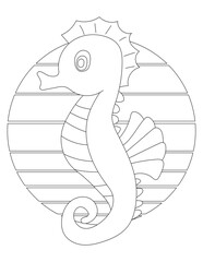 Seahorse Coloring Page. Aquatic Animal Coloring Page for Kids Who Love Underwater Sea Animals, Marine Life, and Sea Life