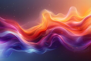 Vibrant and Dynamic Abstract Digital Artwork with Flowing Shimmering Waves of Color