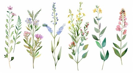 Fototapeta na wymiar Vibrant Floral Collection on White Background Generative AI