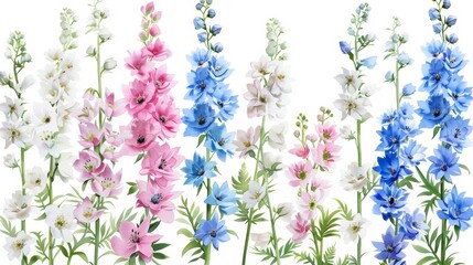 Delicate Floral Pattern with Delphinium Flowers Generative AI