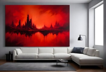 Dramatic deep crimson background filling the entire frame
