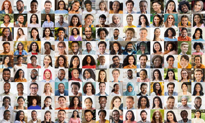 Collage of Multiethnic People Faces and Styles