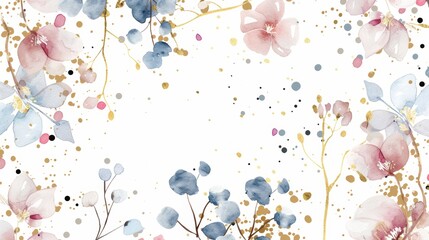 Elegant Floral Pattern on White Background Generative AI