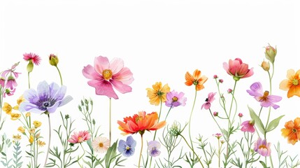 Summer Meadow Floral Border Design Generative AI