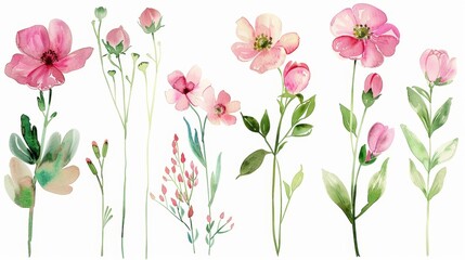 Vibrant Watercolor Floral Arrangement on White Generative AI
