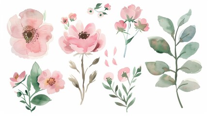 Vibrant Watercolor Floral Arrangement on White Generative AI
