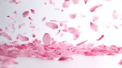 Delicate Pink Cherry Blossom Petals Falling Generative AI
