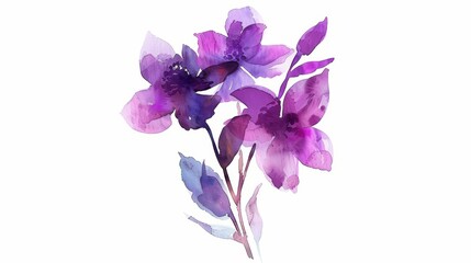 Watercolor Flower Bouquet on White Background Generative AI