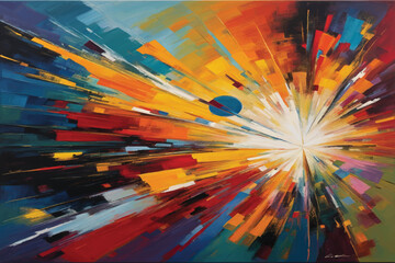 Celestial Euphoria: A Dynamic Acrylic Masterpiece Exploding with Vibrant Joy, Energy, and Exuberance, Celebrating the Cosmos in Canvas through Bold Abstract Expressionism