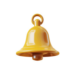 Yellow notification bell 3D render icon isolated on white, transparent background, PNG