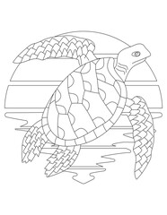 Sea Turtle Coloring Page. Aquatic Animal Coloring Page for Kids Who Love Underwater Sea Animals, Marine Life, and Sea Life