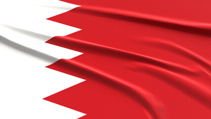 Bahrain Flag. Fabric textured Bahrain's Flag. 3D Render Illustration. - obrazy, fototapety, plakaty