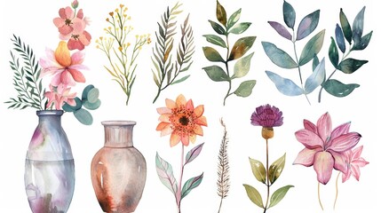 Vibrant Watercolor Floral Bouquet in a Vase Generative AI