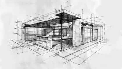 The essence of design is conveyed in an engineering drawing, where functionality meets aesthetic in a harmonious layout draw concept