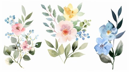 Delicate Floral Bouquet Illustration Generative AI