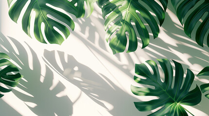 Soothing Monstera: Calm Palm Tree Leaves with Gentle Aesthetic Reflection