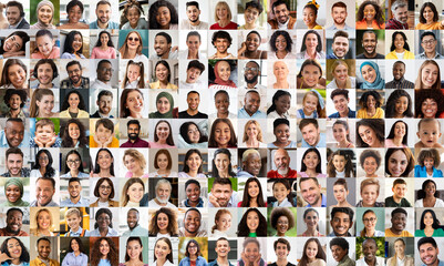 Assortment of people portraits underscored by diversity