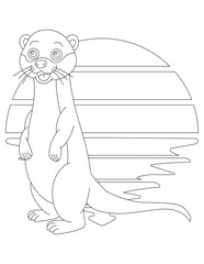 Otter Coloring Page. Aquatic Animal Coloring Page for Kids Who Love Underwater Sea Animals, Marine Life, and Sea Life
