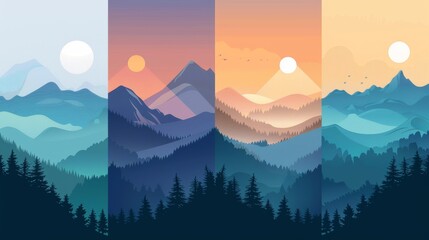Mountain Landscapes in Flat Style Generative AI