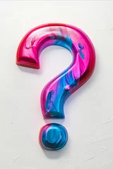 Fotobehang A pink and blue question mark made of plastic. The pink and blue colors give the question mark a playful and whimsical appearance © valentyn640