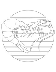 Shrimp Coloring Page. Aquatic Animal Coloring Page for Kids Who Love Underwater Sea Animals, Marine Life, and Sea Life