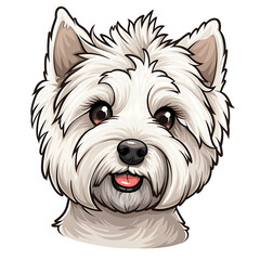 West Terrier, Westie dog logo, clear lines, emblem, symbol, sign, mascot, portrait illustration for design and print, on a white background