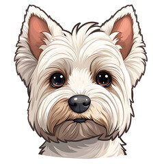 West Terrier, Westie dog logo, clear lines, emblem, symbol, sign, mascot, portrait illustration for design and print, on a white background